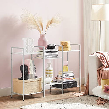 SONGMICS 3-Tier Storage Rack, Bathroom Shelf, Extendable Plant Stand - color: White, size: 3 Tiers