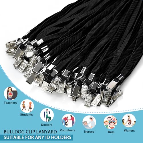 60 Pack Horizontal Badge Holders 4×3 Inches and 60 Pack Black Lanyards