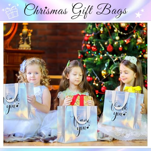 Sweetude 30 Thank You Non Woven Gift Bag, 11 x 12 x 5 Inch, Laser - color: Laser, size: 11 X 12 X 5 Inch
