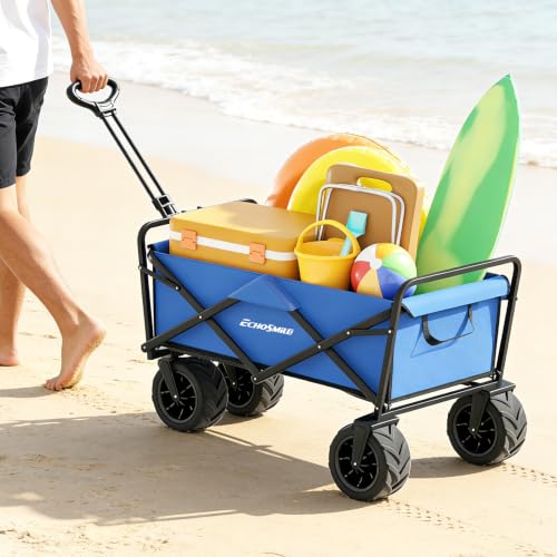EchoSmile Wagons Carts Foldable Heavy Duty 350Lbs Capacity, Blue - color: Blue