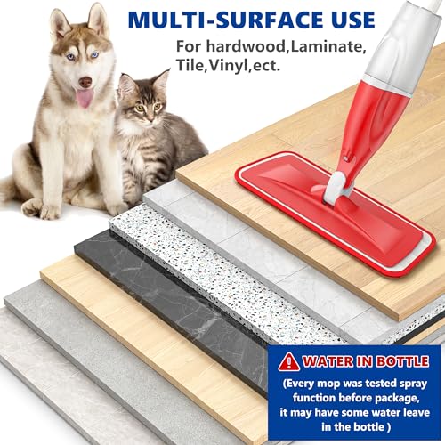 Spray Mops for Floor Cleaning: Wet Dry Mop Hardwood Floor Mops Refillable - color: Red