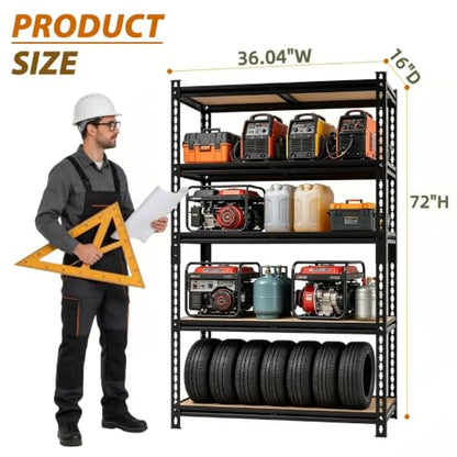 72" H Heavy-Duty Garage Shelving | Metal Garage Storage Racks, 3,500-pound Capacity; Adjustable Shelving for Garage Storage, Multi-Purpose Shelving Unit,72H*36.04W*16D - size: 72H*36.04W*16D