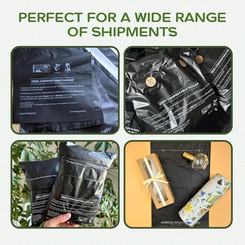 Biodegradable Poly Mailers 10x13, Compostable Shipping Bags 50pk - size: M, 50 Pack