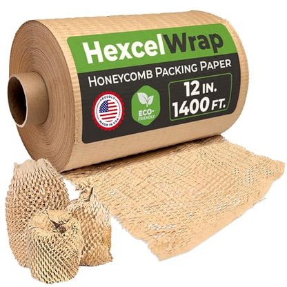 HexcelPack HexcelWrap Honeycomb Packing Paper Wrap - Natural, 12" x 1400' - color: Natural HoneyComb, size: 12" x 1400 Feet - Roll Only