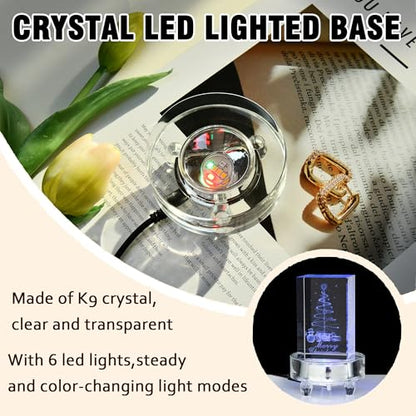 IFOLAINA Crystal LED Light Base Multicolor Changing Pedestal - color: R-Clear-7 Lighting Modes