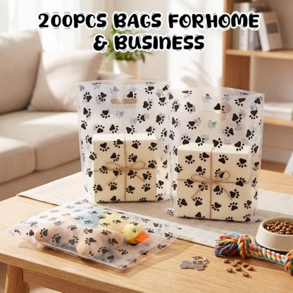 FunooFuno 200 Pcs Dog Paw Gift Bags Bulk, Clear - style: Clear