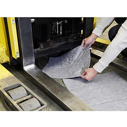 Universal Defender Absorbent Mat Pad, Mediumweight, Polypropylene, 19” x 15” (L x W), Gray, Pack of 100 (GPB100M)