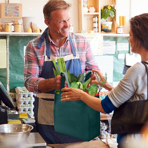 Reginary 50 Pcs Reusable Tote Bags Shopping Bags Non Woven, Dark Green - color: Dark Green