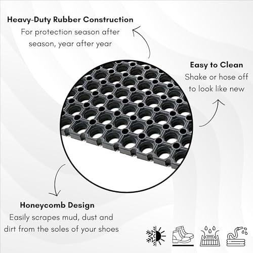 Heavy-Duty Interlocking Rubber Floor Mat, 24"x 32", Shock-Absorbing, Black - size: 24x32