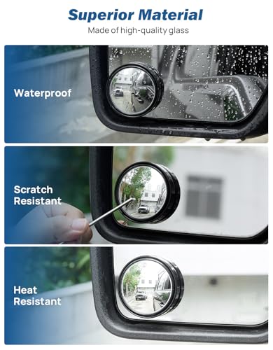 JOYTUTUS Blind Spot Mirror 2 Pack HD Frame Convex Glass for Wide Angle View and Safer Lane Changing Compatible with Cars SUVs Trucks RVs Easy Stick On & Long Lasting Durability - size: Round-shaped