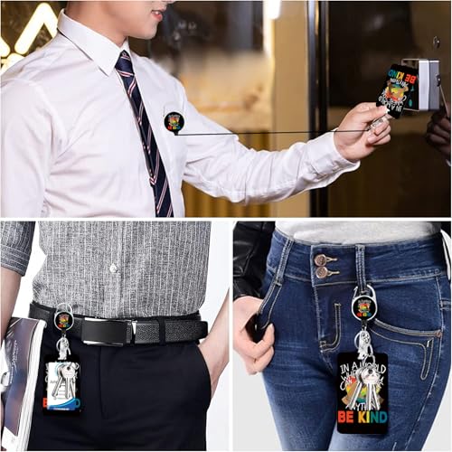 Id Badge Holder with Lanyard, Be Kind Badge Holder Retractable Reel Clip - color: Love Be Kind