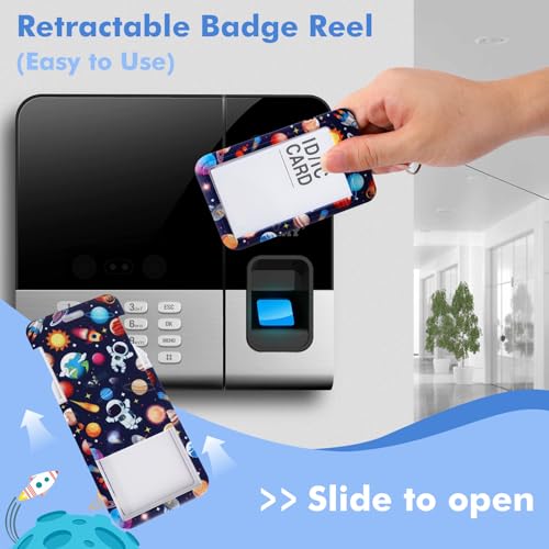 Lanyard with Card Holder, Retractable Badge Reel with Belt Clip for Id Badge Holder Keys Cute Space Planets Astronauts Neck Key Lanyard Detachable for Kids Women Nurses Teacher Student School Supplies - style: Space