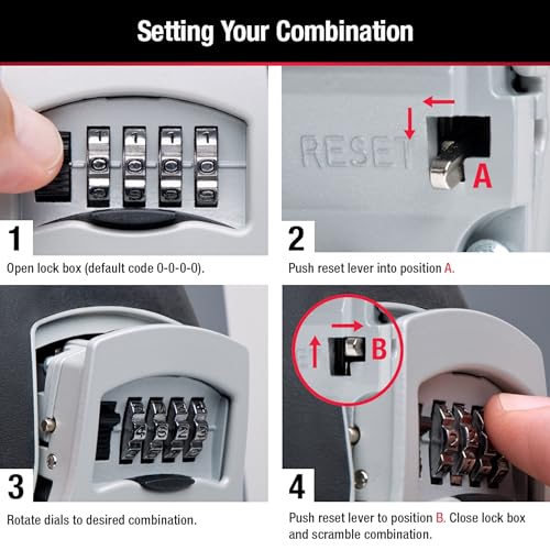 Master Lock Portable Key Lock Box, Combination Lock Box Holds 5 Keys 5400EC - size: 1 Pack, style: Standard Shackle