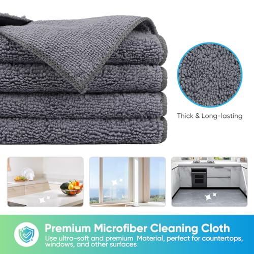 HOMEXCEL Grey Microfiber Cleaning Cloth, Microfiber Towels for Car, 12 Pack - color: Grey