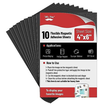 Mr. Pen- Adhesive Magnetic Sheets, 4" x 6", 10 Pack - size: 4" x 6", style: 10 Pack