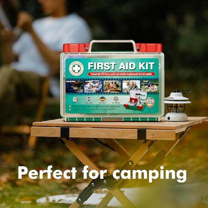 General Medi 295 Pieces Professional First Aid Kit - HardCase First Aid Box - Contains Premium Medical Supplies for Travel, Home, Office, Vehicle, Camping, Workplace & Outdoor - size: 295 Pieces