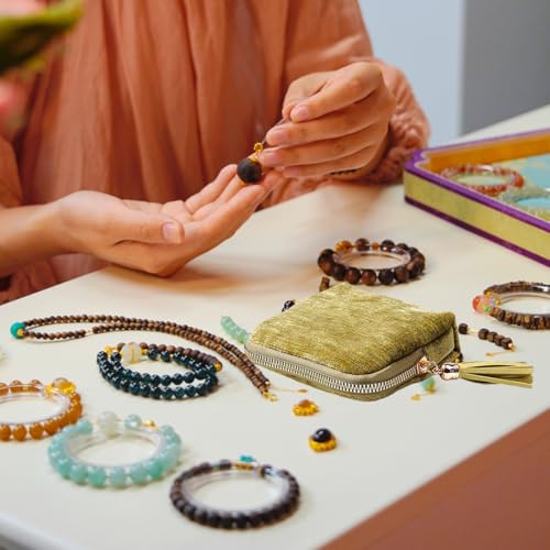 2 PCS Velvet Travel Jewelry Cases Portable Zipper Pouch Jewelry Organizer Storage Pouchs with Tassel Anti-Scratch Storage Case for Women Girls Earring Crystal Bracelet Ring Bangle