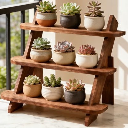 Wooden Display Stand, Tiered Cupcake Stand, 3 Tier Display Stand Riser - color: B-Walnut-L