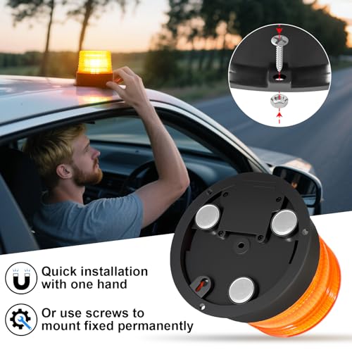 AnTom Magnetic Wireless Strobe Light Amber Warning Beacon Light for Trucks - color: Amber