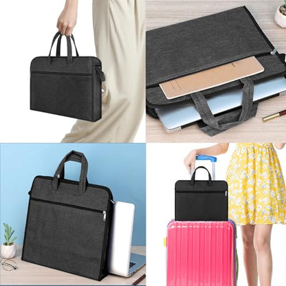 Zipper Document Pouch with Handle Portable Zipper File Bags for Carrying Paper Files Books File Document Bag - color: Black