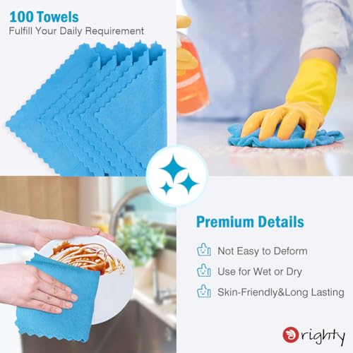 Orighty Microfiber Cleaning Cloth Bulk, 100 Pack, 11.5x11.5 inch, Blue - color: Blue, size: 100 Pack