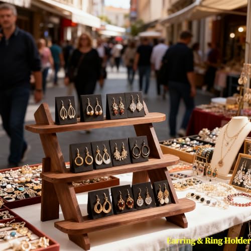 Wooden Display Stand, Tiered Cupcake Stand, 3 Tier Display Stand Riser - color: B-Walnut-L