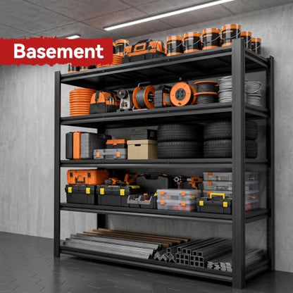 5-Tier Heavy Duty Garage Shelving, 5000LBS Capacity, 84" H x 62" W x 24" D, Boltless Adjustable Metal Storage Rack for Garage, Warehouse, Basement, Shop, Pantry, Black - size: 84"H x 62"W x 24"D