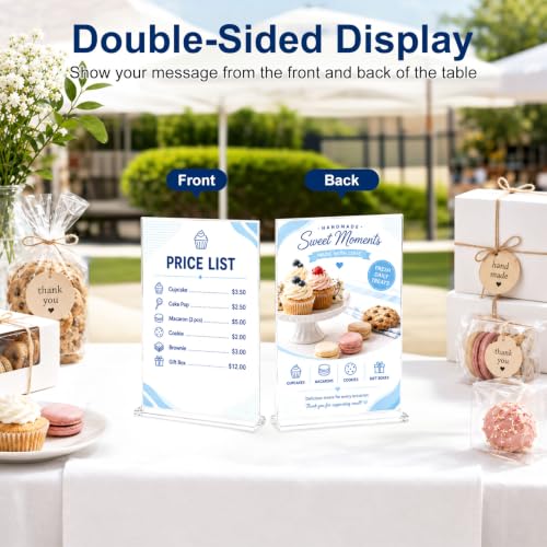 4x6 Acrylic Sign Holders, 30 Pcs Double Sided Sign Holder Stands