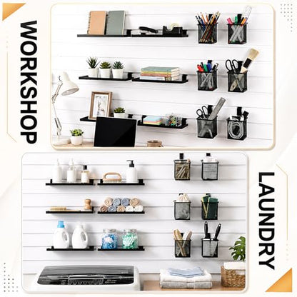 12 Sets Slatwall Metal Shelves Cups Organizer Bins with Hook