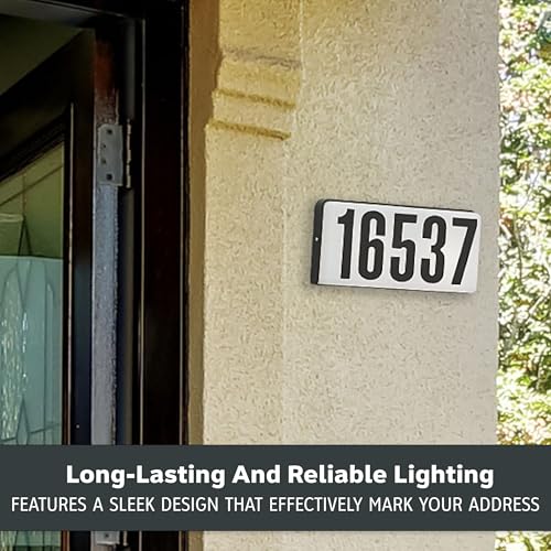 Designers Fountain Lighted House Number Sign, 2-Light Outdoor Home Address Plaque, 10 Inch, Black, 31310-BK