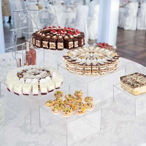 Geelin 8 Pack Acrylic Buffet Display Risers for Food Jewelry,Clear,Flat - color: Clear, style: Flat