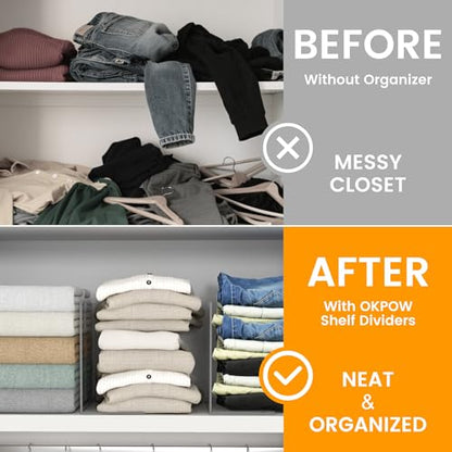 OKPOW Acrylic Shelf Dividers for Closet Organization: 8 Pack Durable Clear Shelves Separators for Clothing Adjustable 12" Tall x 10" Deep - size: 12" Tall x 10" Deep
