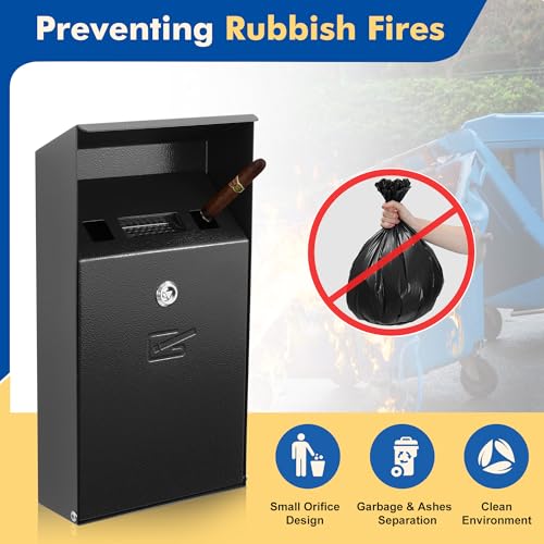 Wall Mounted Trash Can Outdoor Commercial Receptacles Container Disposal Outdoor Vertical Trash Can for Hotel Café Bar Shopping Centre Courtyard Indoor Black - size: Medium—Ⅱ