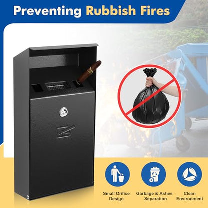 Wall Mounted Trash Can Outdoor Commercial Receptacles Container Disposal Outdoor Vertical Trash Can for Hotel Café Bar Shopping Centre Courtyard Indoor Black - size: Medium—Ⅱ