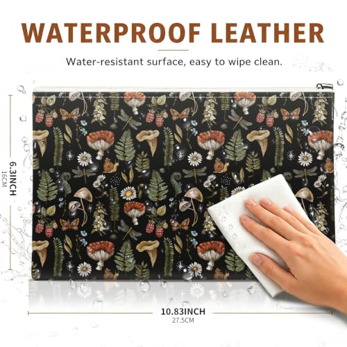 Money Bag with Zipper, Cute PU Leather Cash Bags, Portable Bank Bag Money Pouch for Cash, Coins, Checks, Receipts, Invoices Cosmetics Tools, Deposit Bag for Office Travel, Mushroom - color: Mushroom