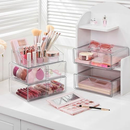 Vtopmart 5 Tier Clear Makeup Organizer with 6 Drawers - style: 5 Tier (2 Sizes Drawer)
