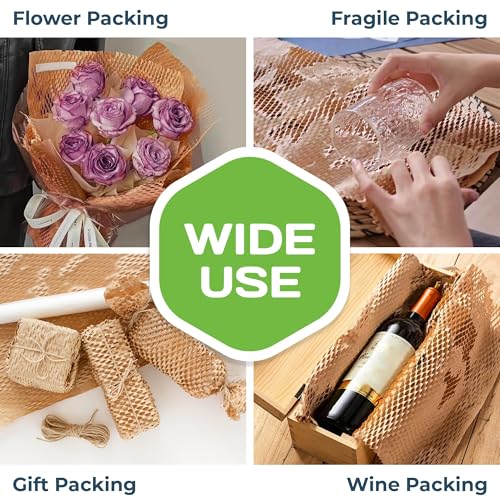HexcelPack HexcelWrap Honeycomb Packing Paper Wrap - Natural, 12" x 1400' - color: Natural HoneyComb, size: 12" x 1400 Feet - Roll Only