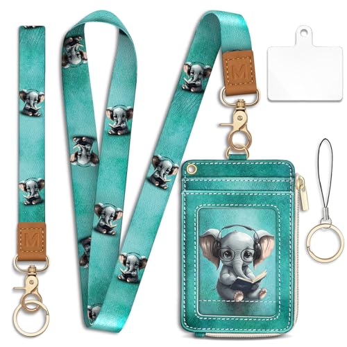 Elephant Lanyard Wallet with Id Badge Holder Keychain Card Women - color: Elephant