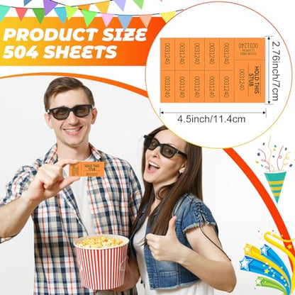 Kosiz 504 Pcs Raffle Tickets Basket Auction 10 Bid Numbers, Orange - color: Orange
