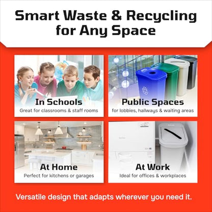 City Box Recycling Plastic Trash Can with Lid for Office - color: Recycle Waste, size: 7 Gallon