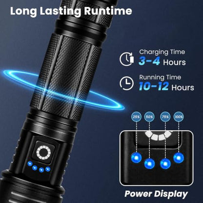 Rechargeable LED 99,000 Flashlights High Lumens 2-Pack Bright Flash Light