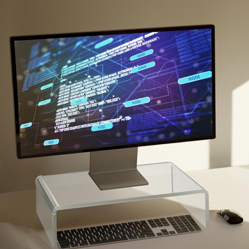 Jetec 2 Pcs Acrylic Monitor Stand Desktop Computer, Clear, 12 x 8 x 3 Inch - color: Clear, size: 12 x 8 x 3 Inch