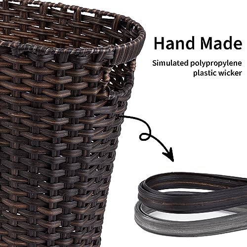 GRANNY SAYS Office Trash Can, Wicker Waste Basket for Bathroom, Dark Brown - color: Dark Brown, size: Rectangular - 13"L x 7½"W x 12¼"H
