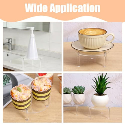 9 Pcs 5 Inch Round Acrylic Risers Display Stands Small Clear Round Acrylic Display Riser for Cake Food Jewelry Figurines Collectibles Table Decor Organizer