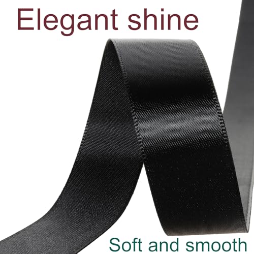 1 Inch Black Ribbon 50Yards – Perfect for Gift Wrapping - color: Black, size: 1"