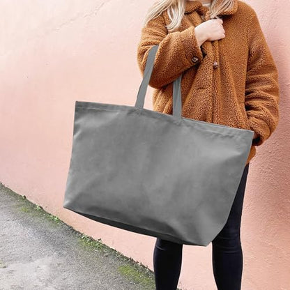 Large Canvas Tote Bag Reusable Extra Big Grocery Bags - color: Grey