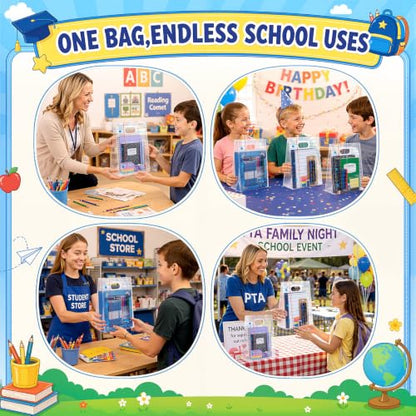 Pasimy 25 Pcs Back to School Gift Bags with Handle 7.9 x 11.8 Inch Notebook Line Treat Bags Teacher Appreciation Goodie Pouches for Classroom Merchandise First Day of School Party Supplies (Notebook) - style: Notebook