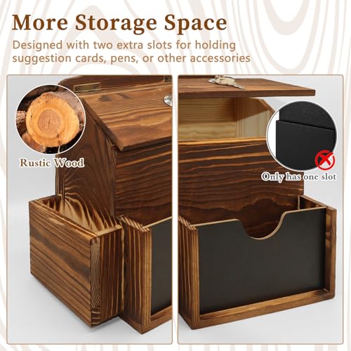 SAMYUCHO Wood Suggestion Box with Double-Sided Chalkboard for Church Office
