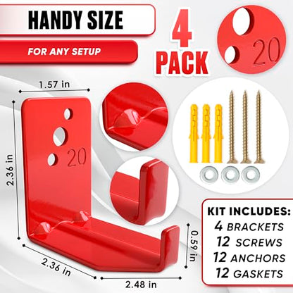 4 Pcs Fire Extinguisher Mount Brackets, 2.36 x 1.57 x 2.36 in (Red) - size: 2,36 * 2,36 * 1,57 in