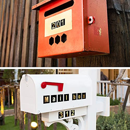Zonon 8 Sheets Mailbox Numbers Letters Stickers,1 Inch,Gold in Black - color: Gold in Black, size: 1 Inch